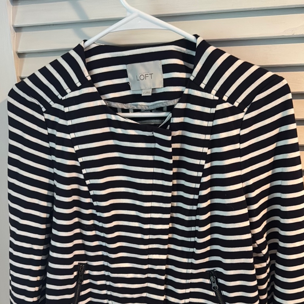 LOFT Women's Striped Blazer in Black and White - Picture 5 of 6
